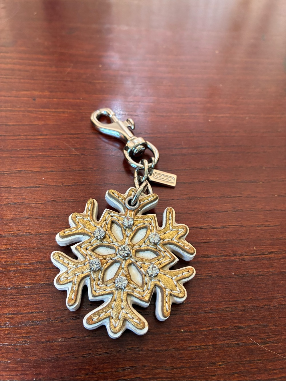 Coach Gold Snowflake Charm Key & Card Holder